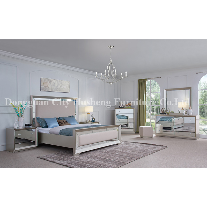 High Quality Modern mode estilo mega lujoso cama gris dormitorio muebles